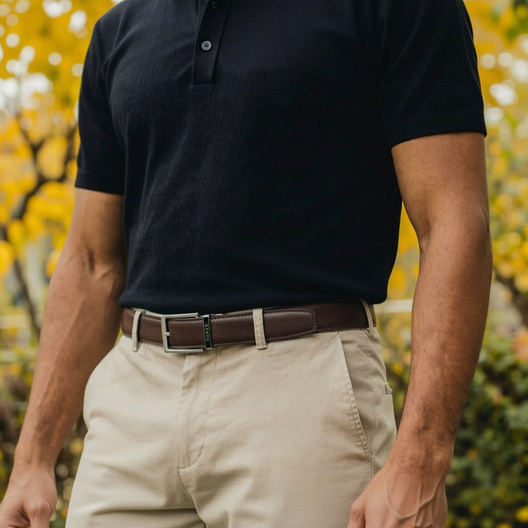 حزام بدون ثقوب - جلد طبيعي مقسم