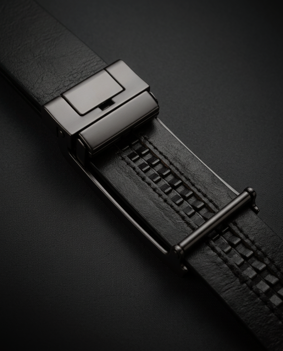 Hole-Free Belt - 100% Genuine Leather (Full Grain Cowhide) Closed Buckle